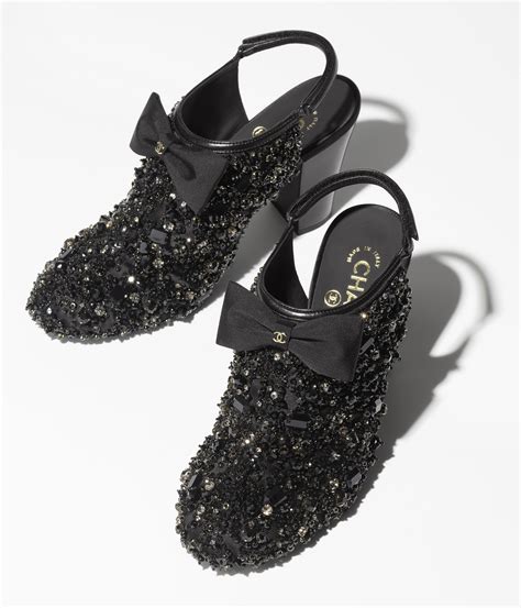 chanel slingback black and white|Slingbacks Embroidery, Strass & Lambskin Black .